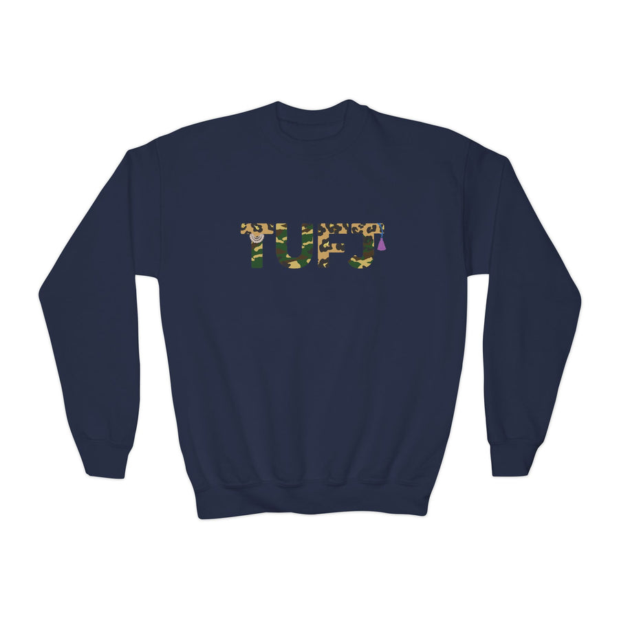 TUFJ Camo Leopard And Pearls Youth Crewneck Sweatshirt