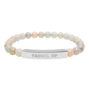 Tassel Up Repeat Natural Stone Stretch Bar Bracelet