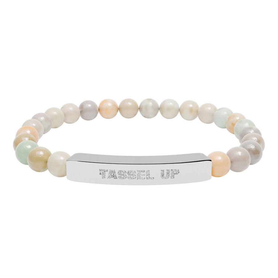 Tassel Up Repeat Natural Stone Stretch Bar Bracelet