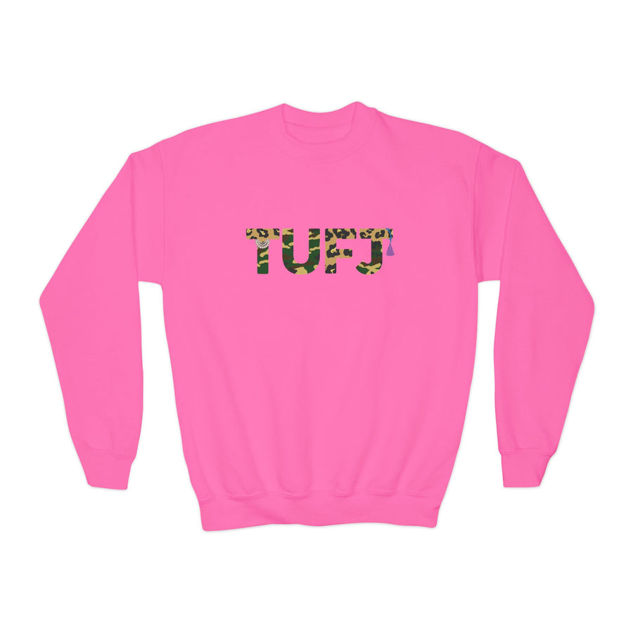 TUFJ Camo Leopard And Pearls Youth Crewneck Sweatshirt