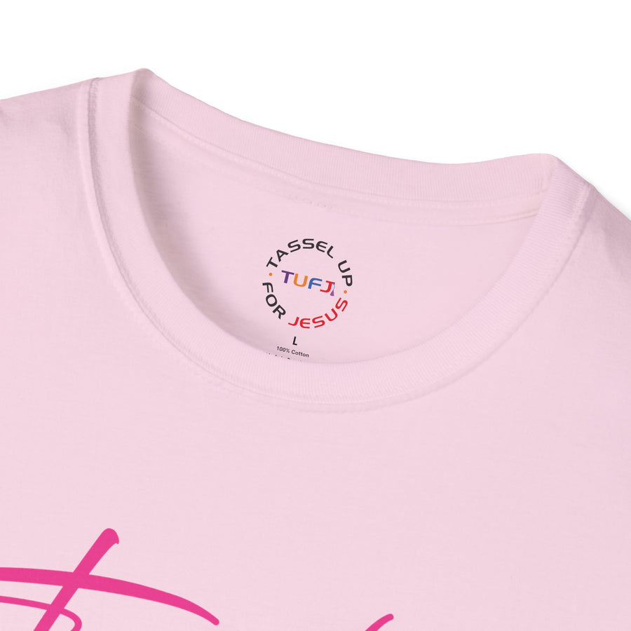 Tassel Up Pink Cursive Softstyle Unisex T-Shirt
