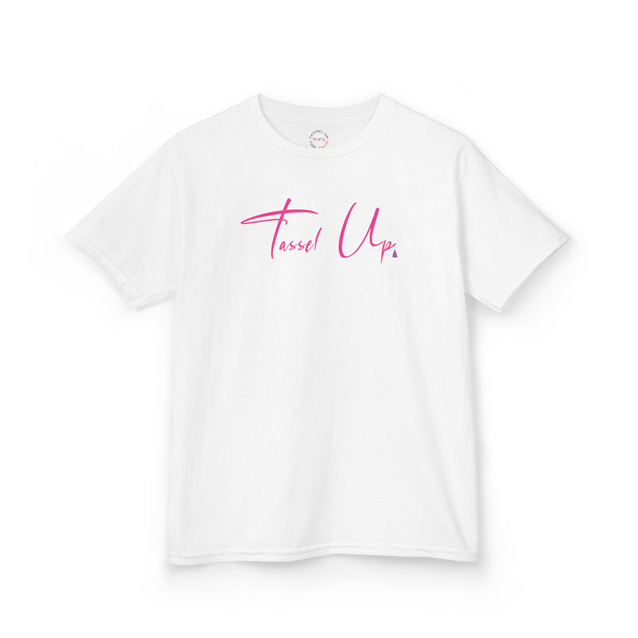 Tassel Up Pink Cursive Kids Heavy Cotton™ Tee