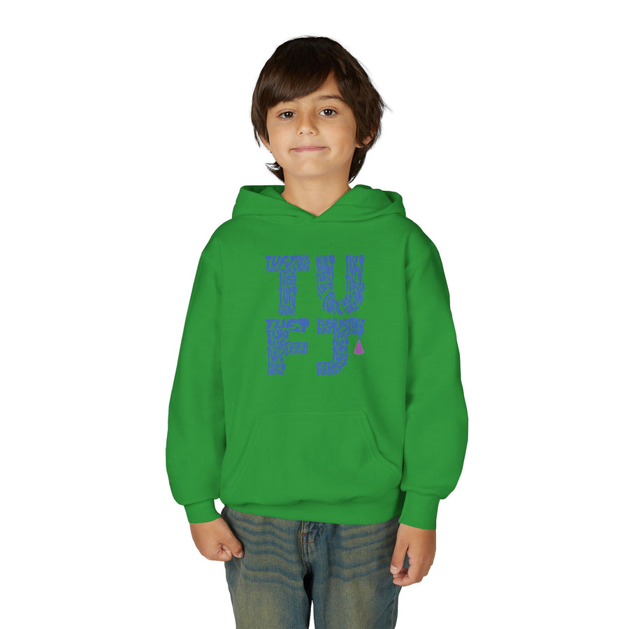 TUFJ Repeat Blue Letters Youth Heavy Blend Hoodie