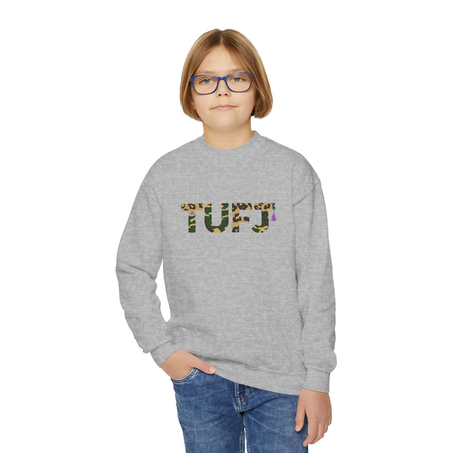 TUFJ Camo Leopard And Pearls Youth Crewneck Sweatshirt