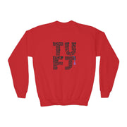 TUFJ Repeat Black Letters Youth Crewneck Sweatshirt