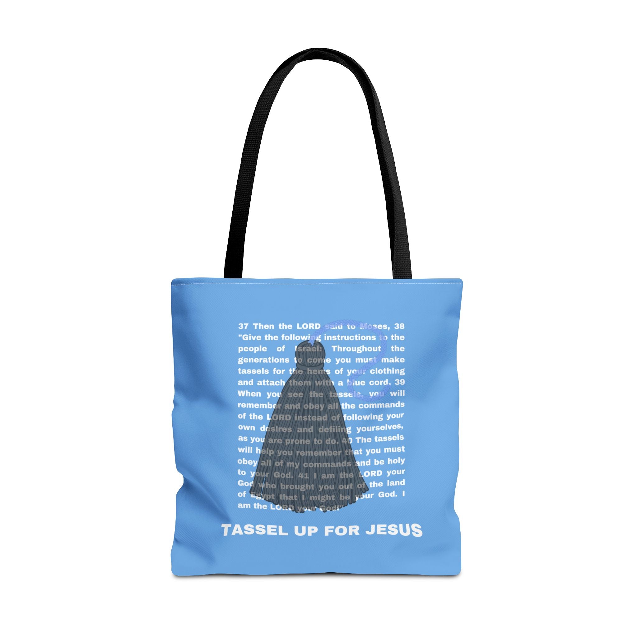 Light Blue Numbers 15 : 37 - 41 Bible Verse Tote Bag