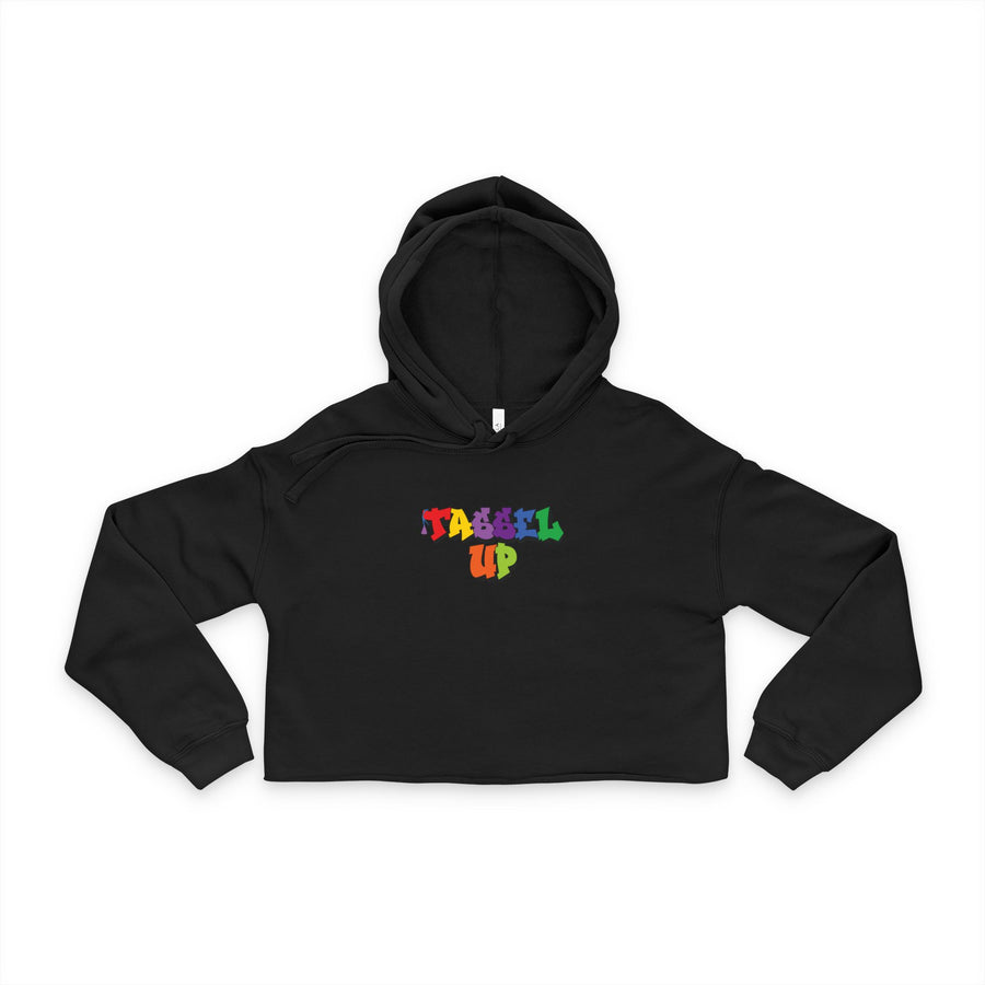 Women's Cropped Tassel Up Graffiti Hoodie