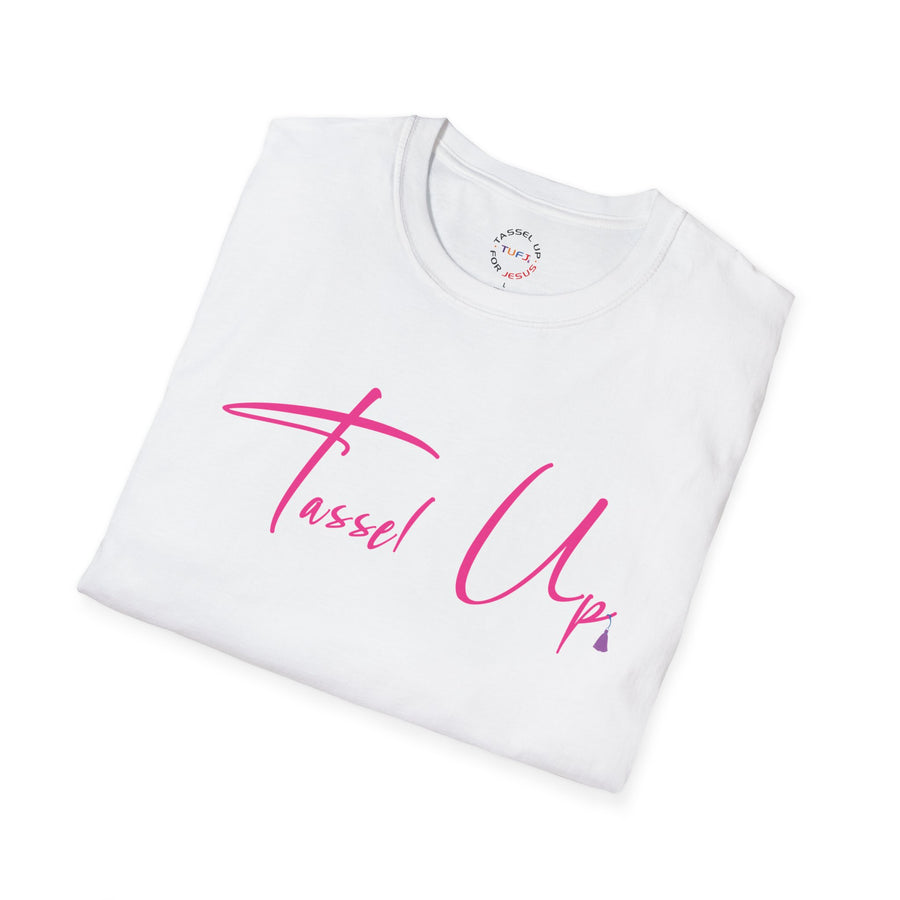 Tassel Up Pink Cursive Softstyle Unisex T-Shirt