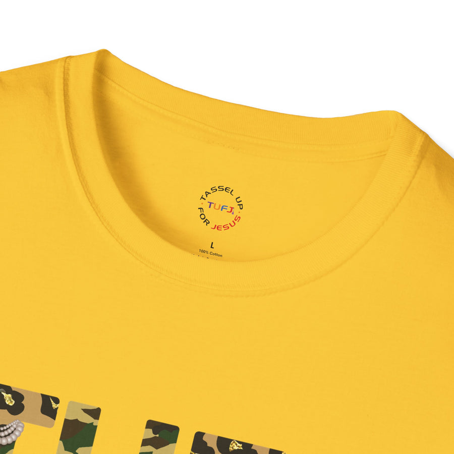 TUFJ Camo Leopard And Pearls Unisex Softstyle T-Shirt