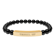 Tassel Up Repeat Natural Stone Stretch Bar Bracelet