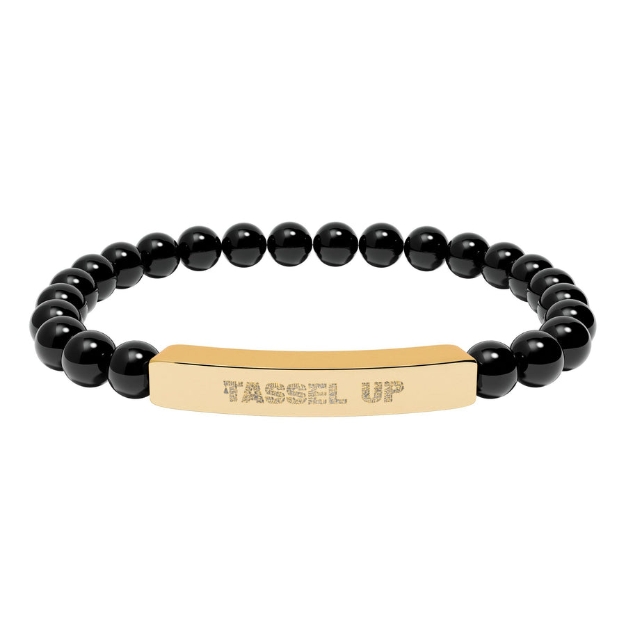 Tassel Up Repeat Natural Stone Stretch Bar Bracelet