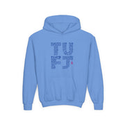 TUFJ Repeat Blue Letters Youth Heavy Blend Hoodie