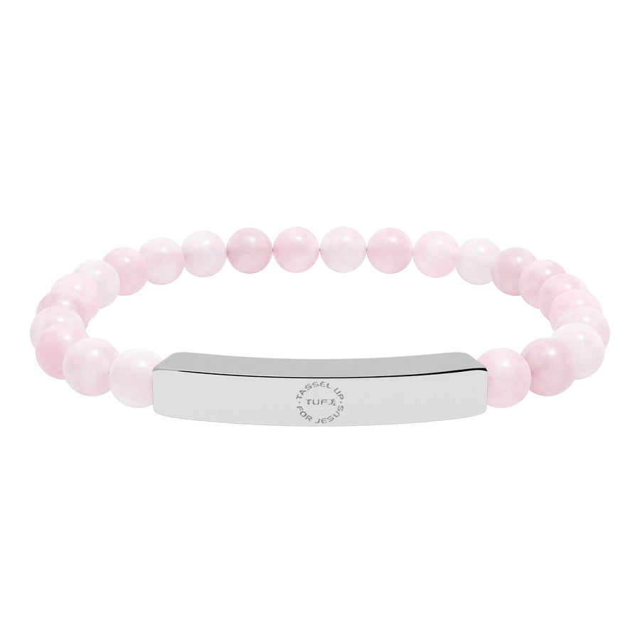 Tassel Up For Jesus Logo Natural Stone Stretch Bar Bracelet