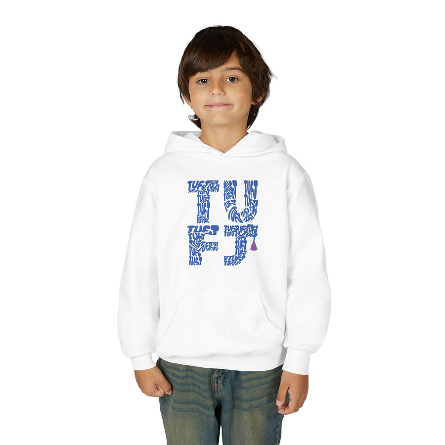 TUFJ Repeat Blue Letters Youth Heavy Blend Hoodie