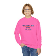 Tassel Up For Jesus Camo Youth Crewneck Sweatshirt