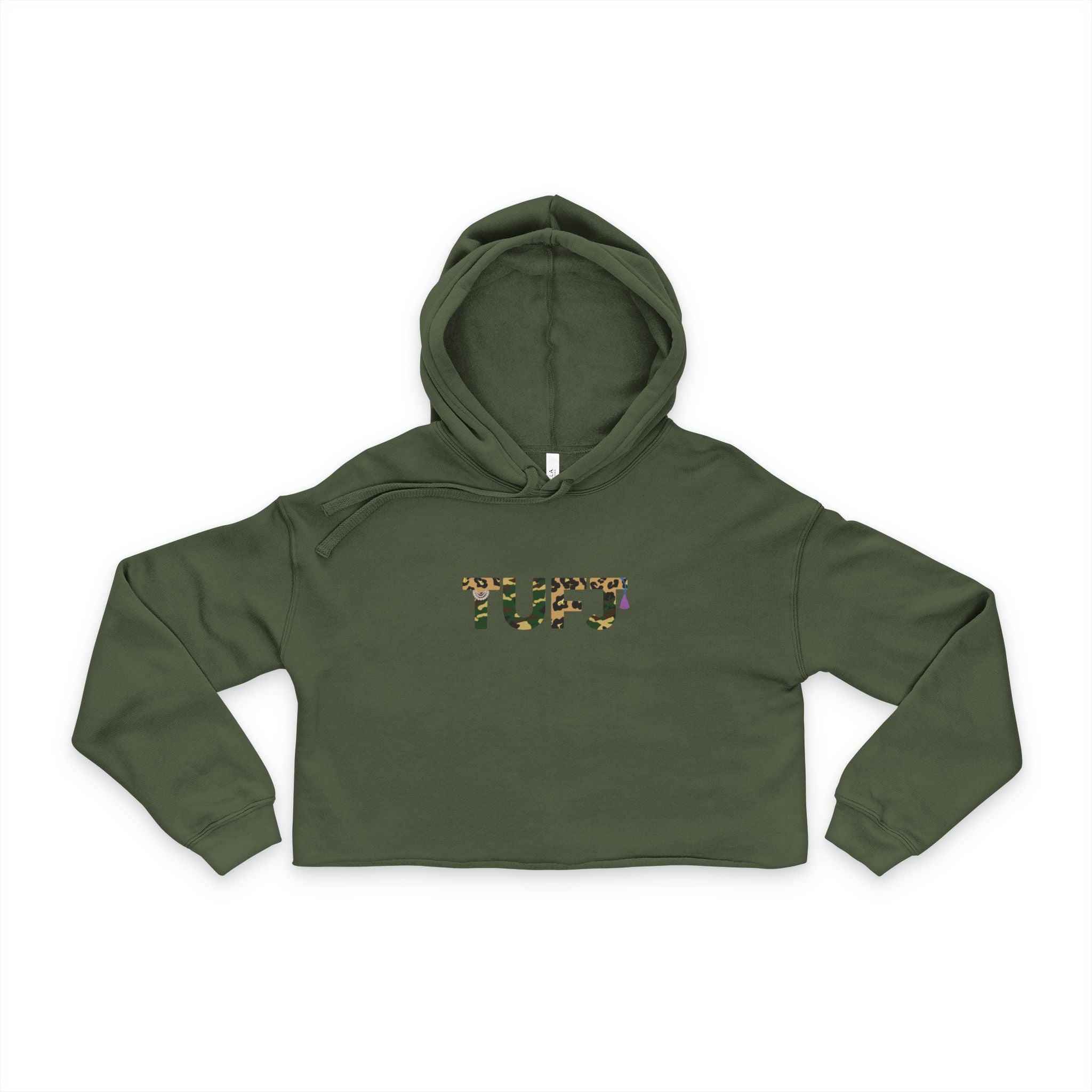 Women's Cropped TUFJ Camo Leopard and Pearls Hoodie